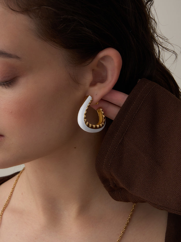 White Enamel Hoop Earrings