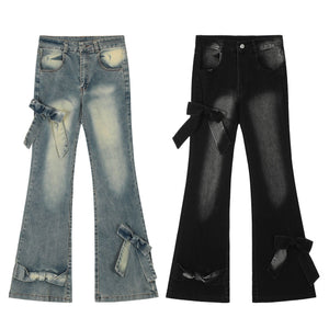 Vintage Cute Bow Denim Pants