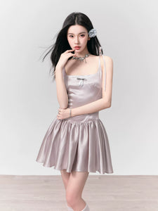 Champagne Latte Silver Powder Streamer Holiday Suspender Princess Dress