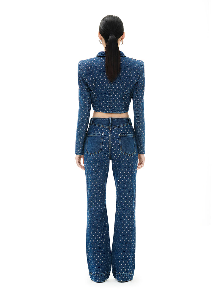 Galaxy rhinestone denim suit