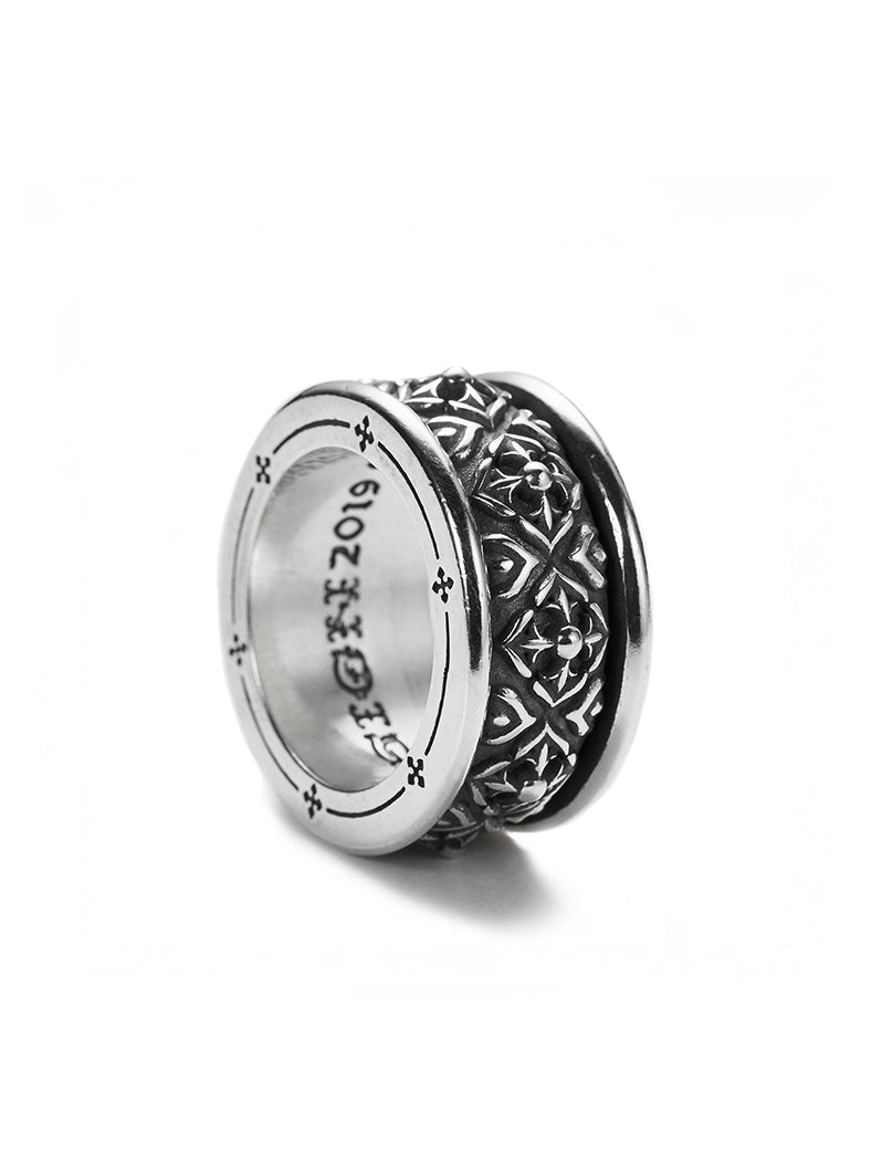 Medieval style dark handmade distressed sterling silver ring