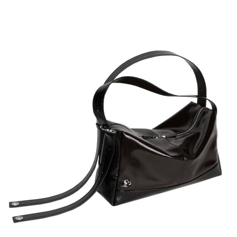 Cowhide Large Capacity Loose Tofu Square Crossbody Unzip Bag