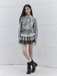 Sweet Cool Lace Plaid Shirt Birthday Suit Dress