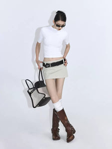 Gravel Color Anti-Exposure Short Pelvic Skirt