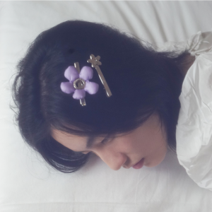 Fabric Gray and lue Flower Hairpin