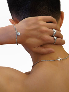 Sugar cube diamond cut pendant bracelet