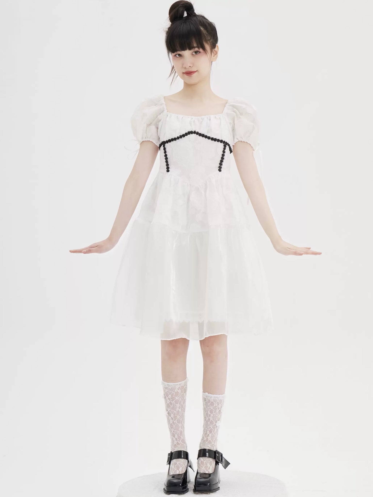 Ballet style girl fairy puff sleeve dress