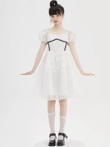 Ballet style girl fairy puff sleeve dress