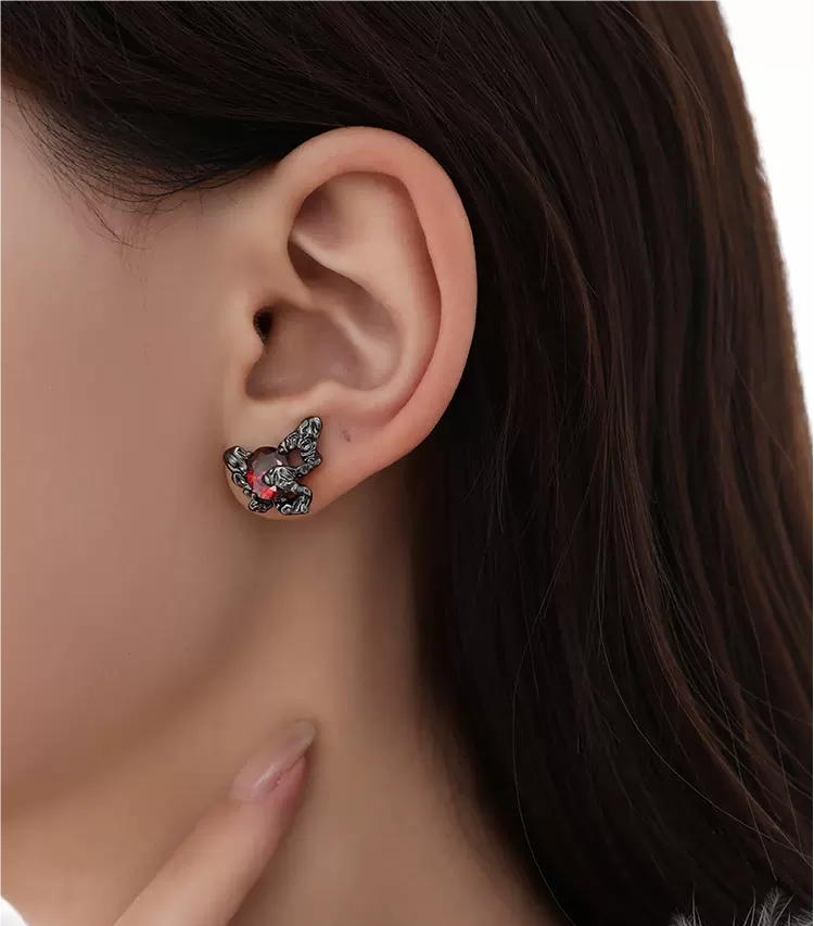 Exquisite black texture butterfly earrings