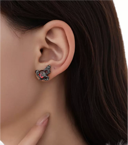 Exquisite black texture butterfly earrings