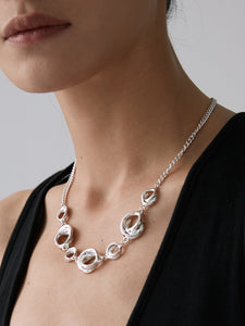 Small circle silver clavicle chain