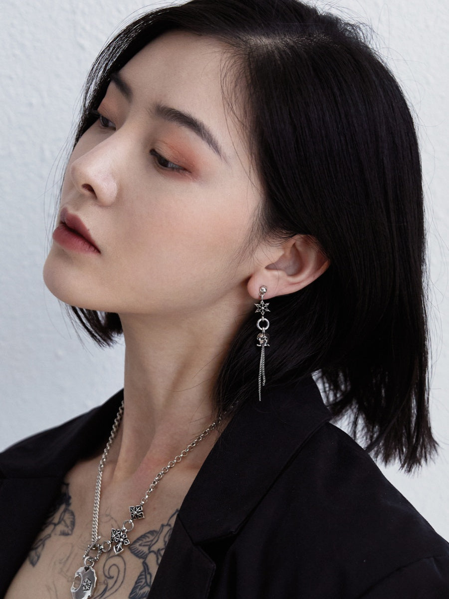 Six-pointed star lily of the valley tassel earrings(single one)