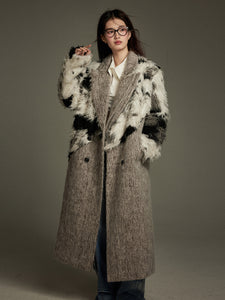 Premium Heavy Gray Patchwork Wool Coat