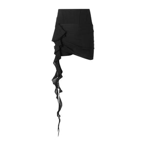 Black High Waist Pleated Skirt