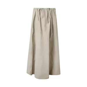 Drawstring waist cargo skirt with wide hem