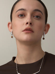 Wood grain stone simple pendant earrings