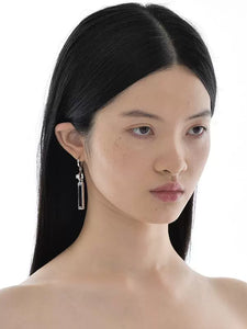 Horsehair mini rectangular earrings(Single one)