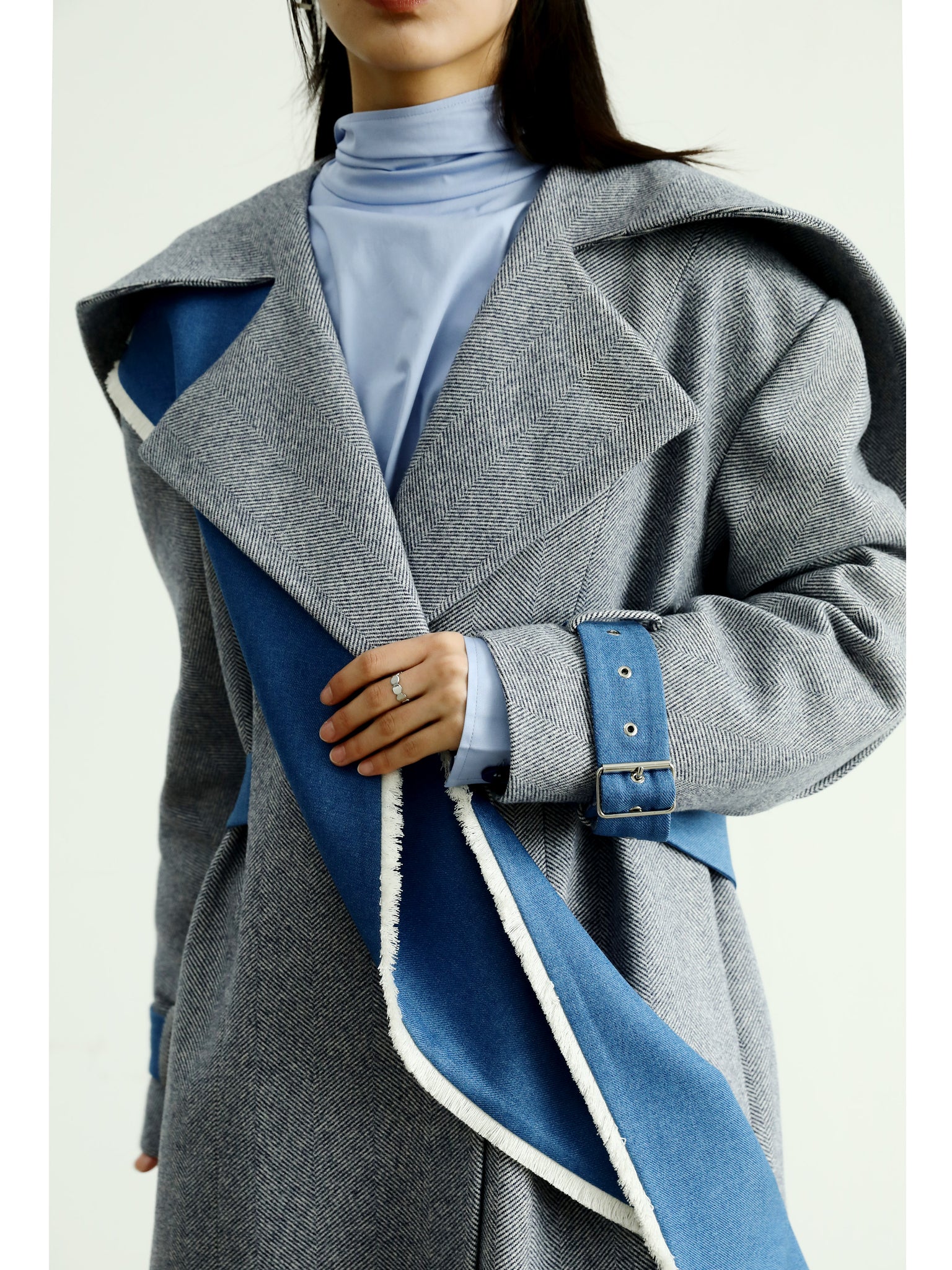 Herringbone Coat with Detachable Panels