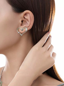 High-end luxury cool style mint green heart earrings