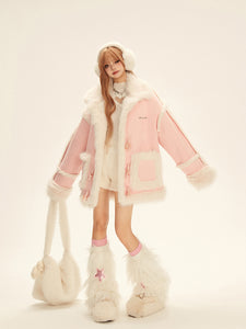 Suede Fur One-piece Coat