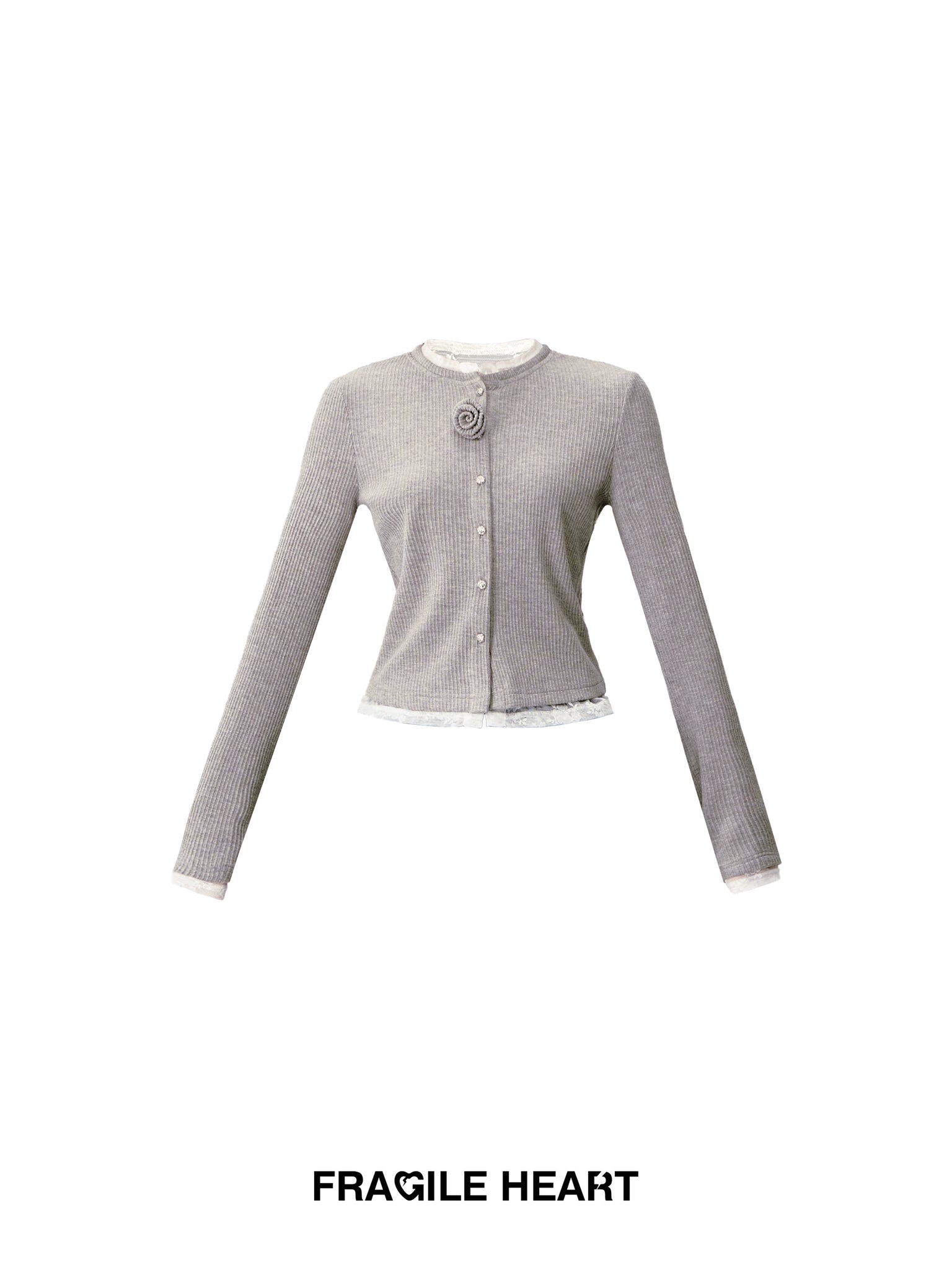 Handmade 3D Flower Knit Cardigan - Orfa Manor Mock Layered Top 