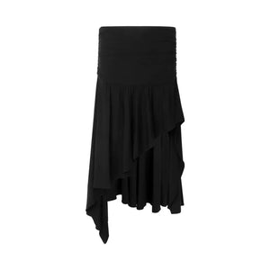 Wide waist pleated bevel skirt