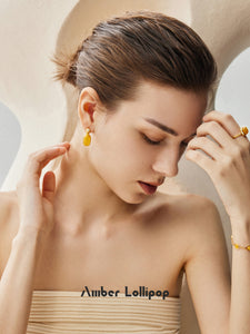 Yellow Amber Earrings