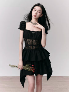 Sweet hot lace hollow dress sexy tutu skirt