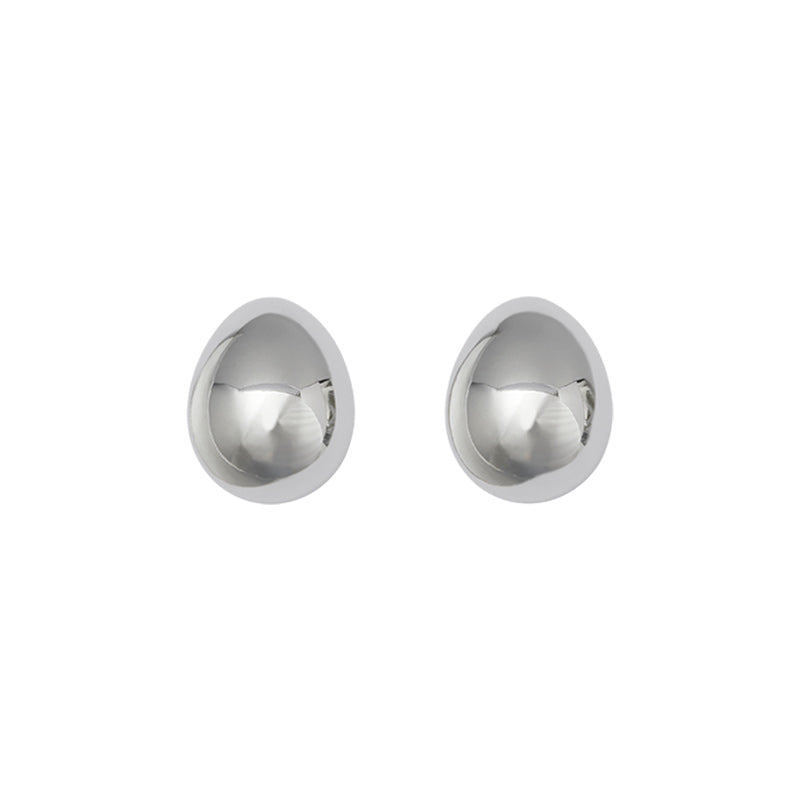 Egg-shaped silver earrings