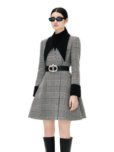 Royal Houndstooth Waist Wool Coat