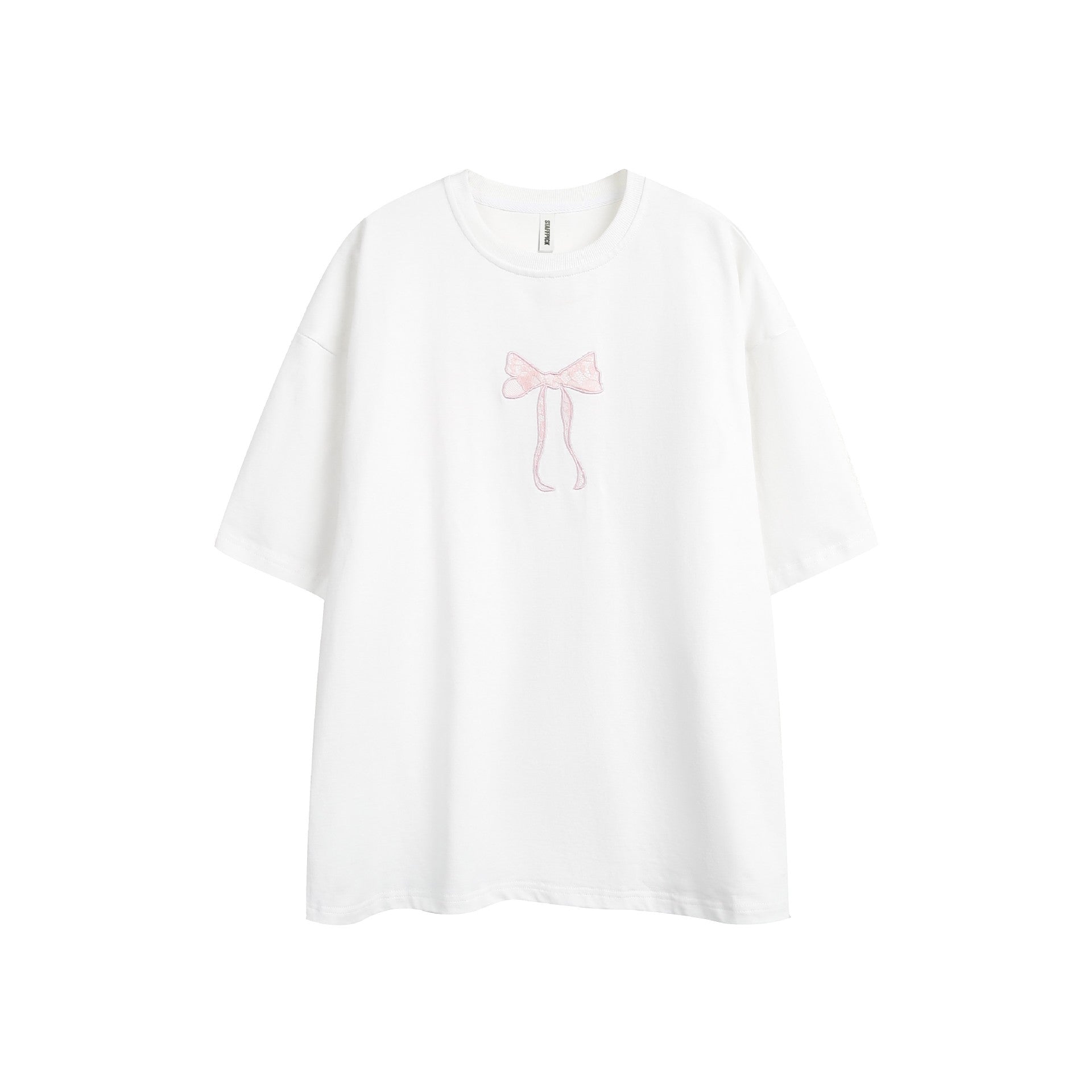 Sweet bow-like embroidered short-sleeved T-shirt