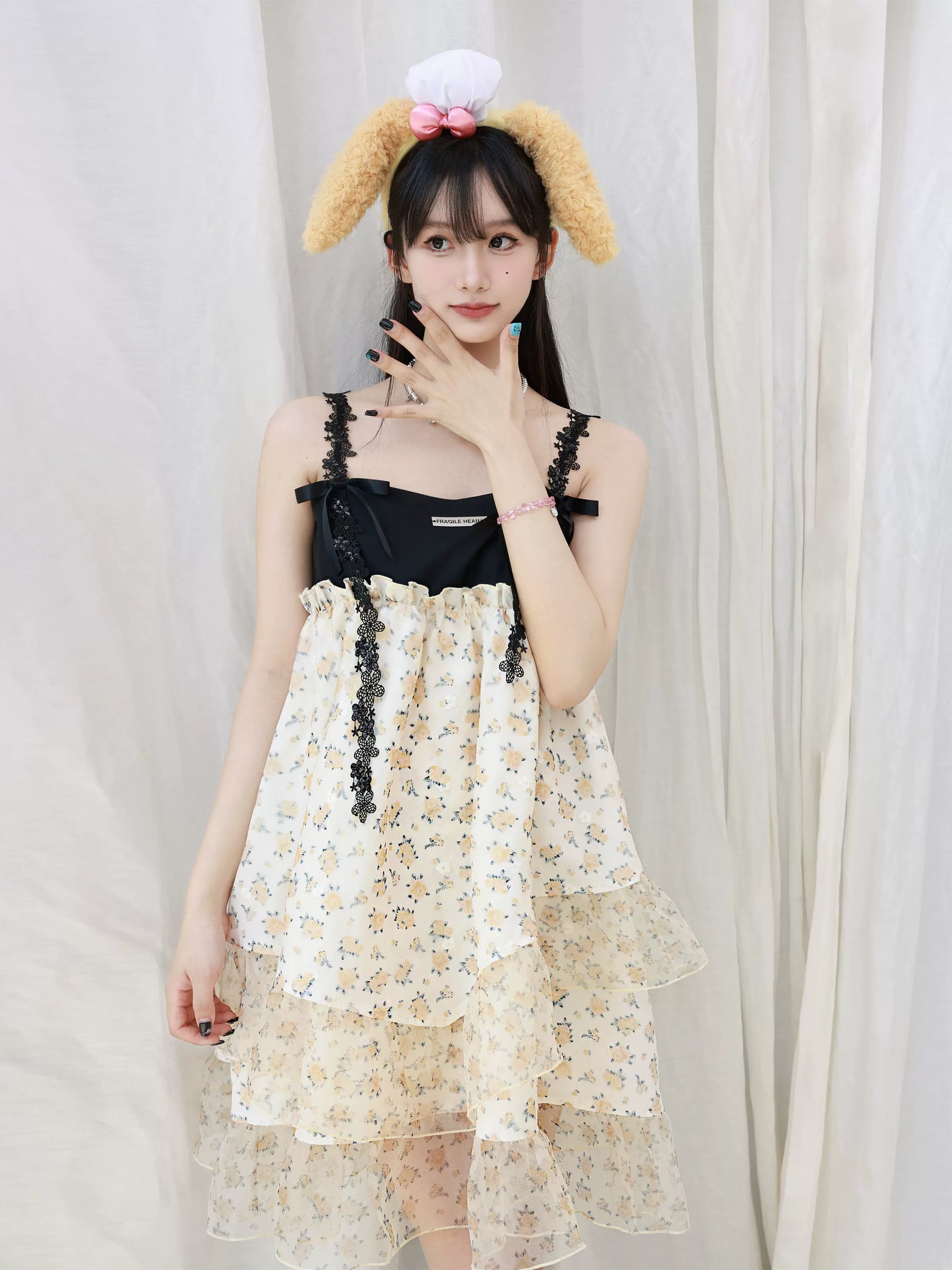 Amber Black Tea Sweet Suspender Princess Puffy Dress