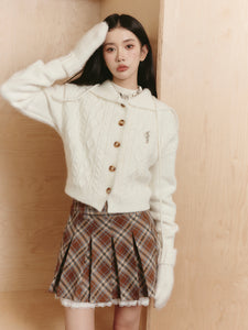 College Style Knitted Sweater Lapel Cardigan