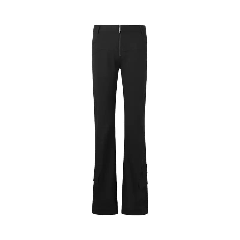 Minimalist waist asymmetric pocket flared pants