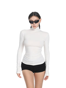 mockneck slim-fit long-sleeve T-shirt