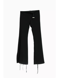 Thin low-rise long casual pants with ties