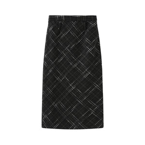 High Waisted Woolen Mid Length Skirt