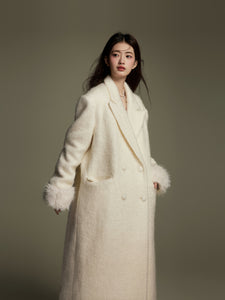 Luxe Heiress Style Cream White Wool Coat