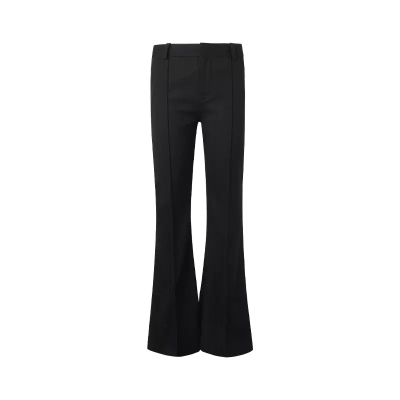 Black flared slim fit trousers with seams