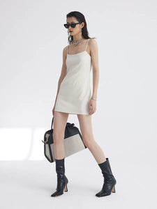 Linen waist suit suspender dress