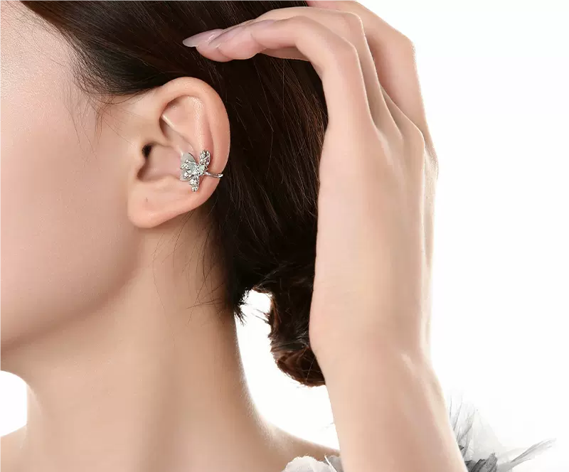 New Chinese style butterfly ear clip without ear holes(Single One)