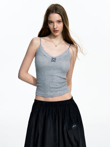 Basic Versatile Lace Bow Slim Tank Top