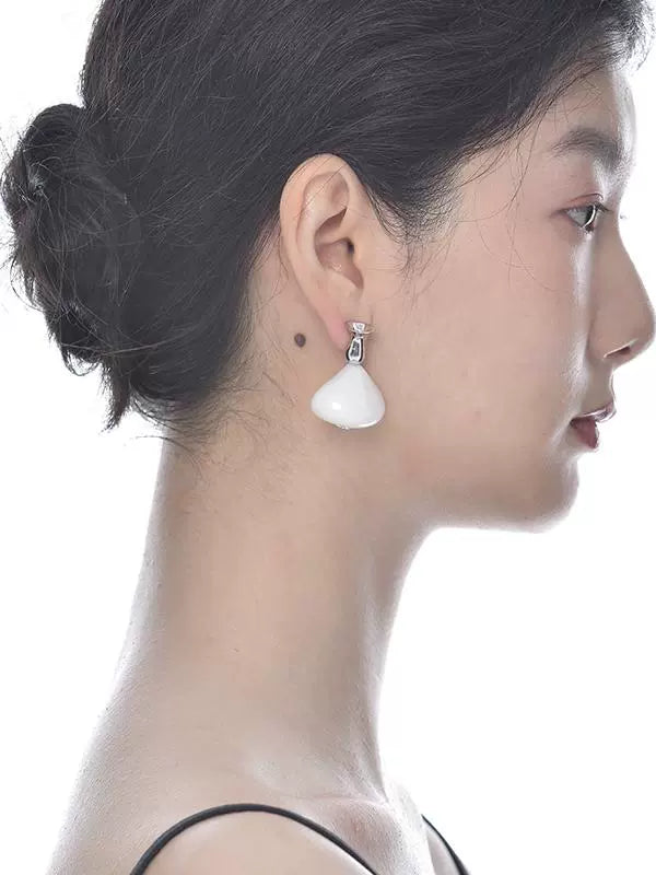 Natural white jade bottle earrings(Single one)