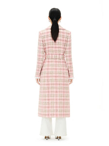 Pink Check Wool Tweed Coat