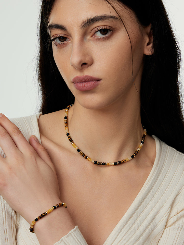 Tiger Eye Fortune Beaded Necklace