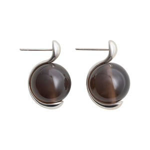 Agate single bead earrings