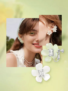 Solid silver light luxury mint mambo fashionable freesia earrings