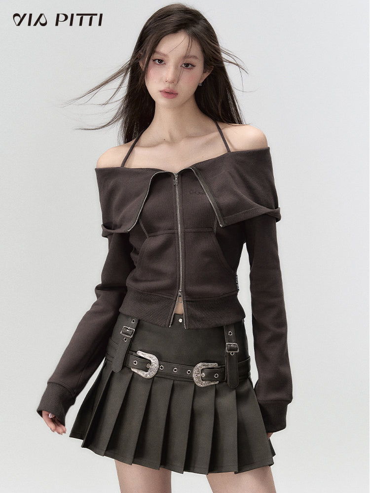 Lapel Sweatshirt Skirt Hot Girl Two-piece Suit