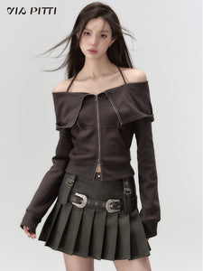 Lapel Sweatshirt Skirt Hot Girl Two-piece Suit