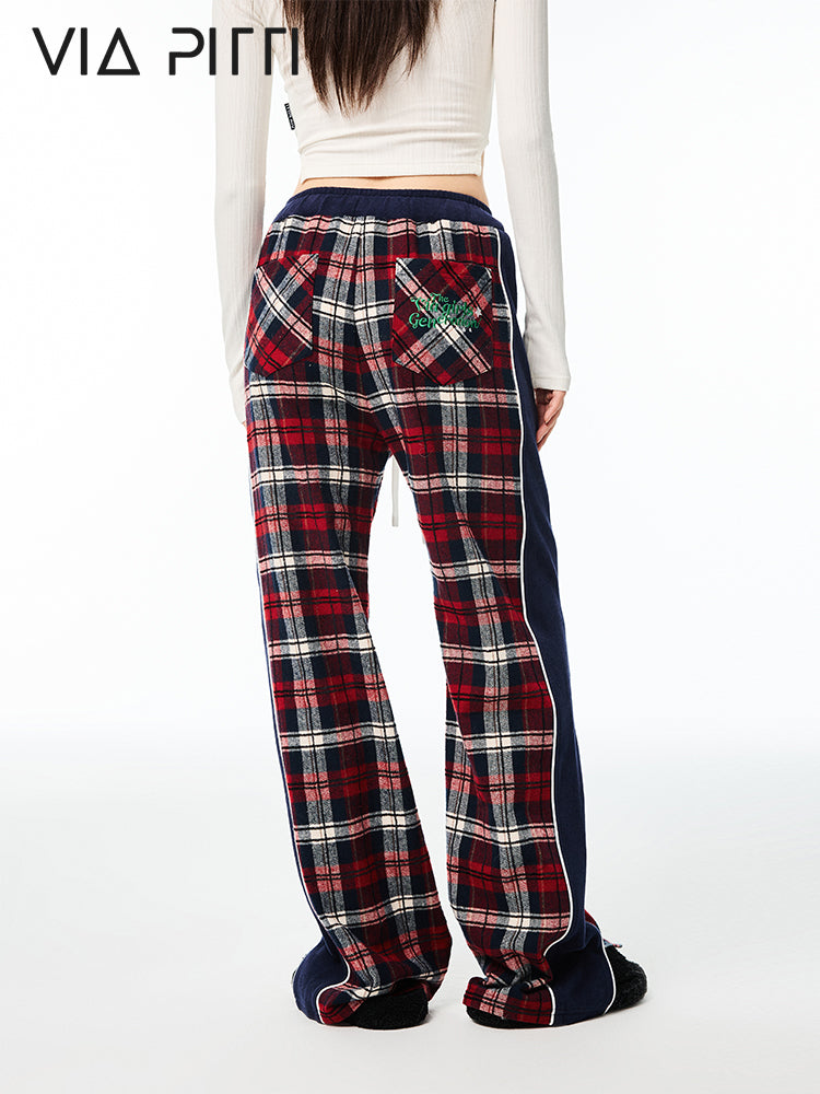 Grid Contrasting Casual Sports Pants